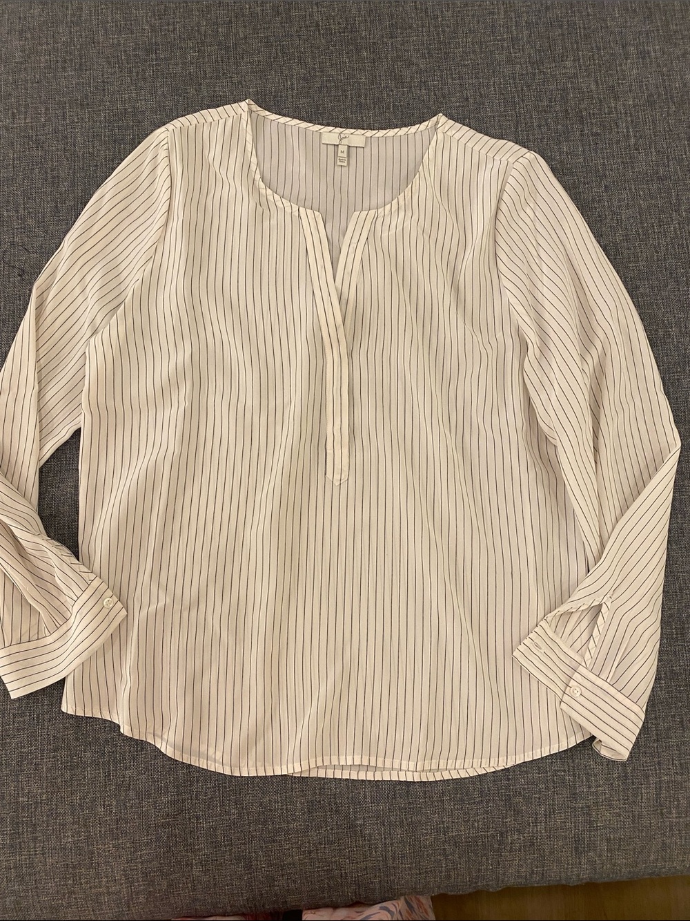 Joie Cream Striped Split V-Neck Long Sleeve Tunic